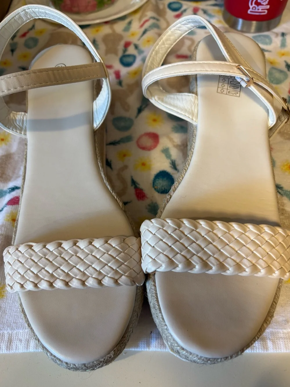 Womens Cream Wedge Sandals Espadrille